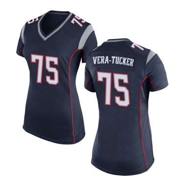 Alijah Vera-Tucker Women's Game Navy Blue New England Patriots Team Color Jersey