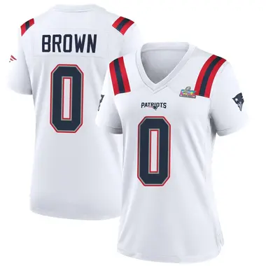 A.J. Brown Women's Game White New England Patriots Super Bowl LX Patch Jersey