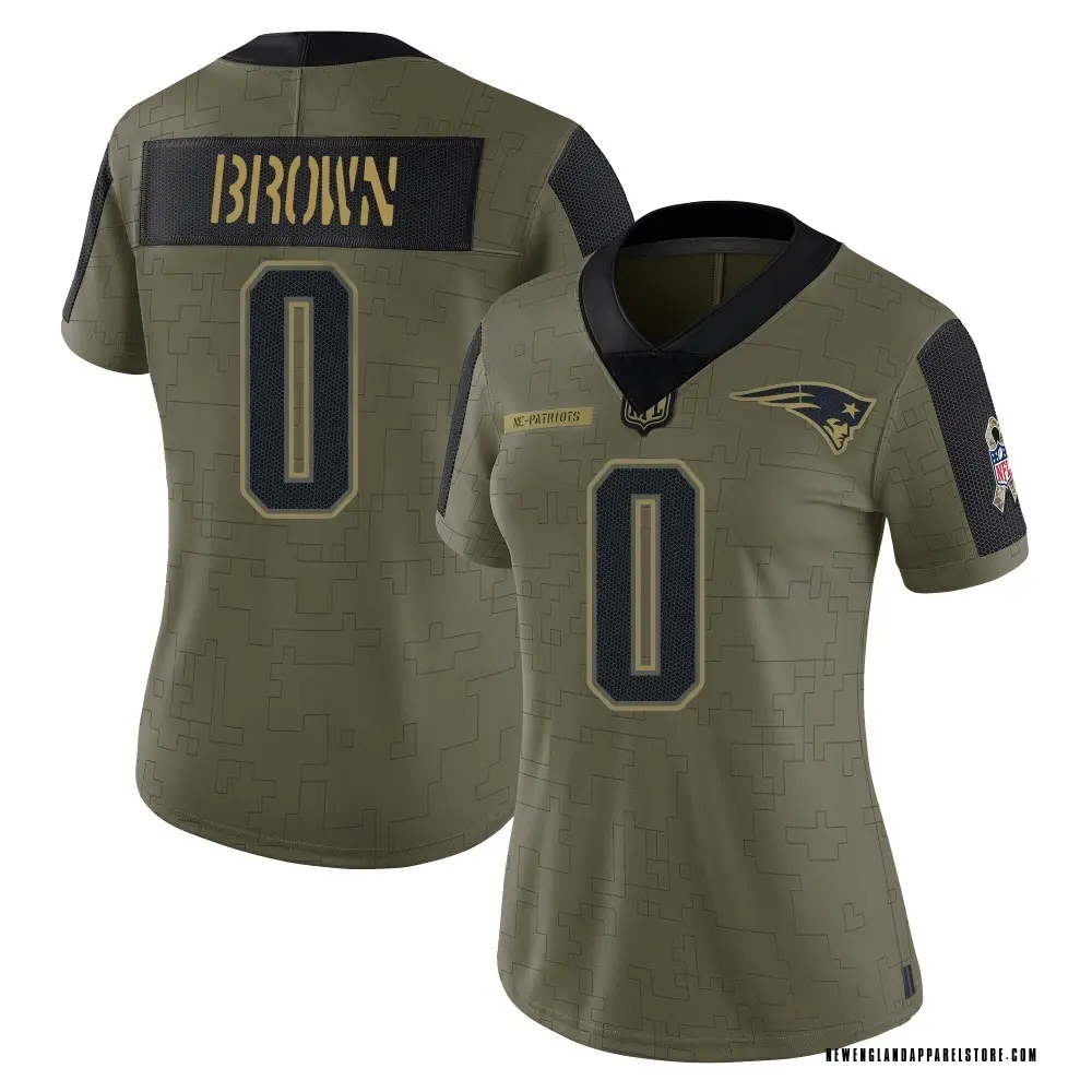 A.J. Brown Women's Limited Olive New England Patriots 2021 Salute To Service Jersey