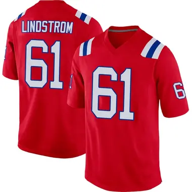 Alec Lindstrom Men's Game Red New England Patriots Alternate Jersey