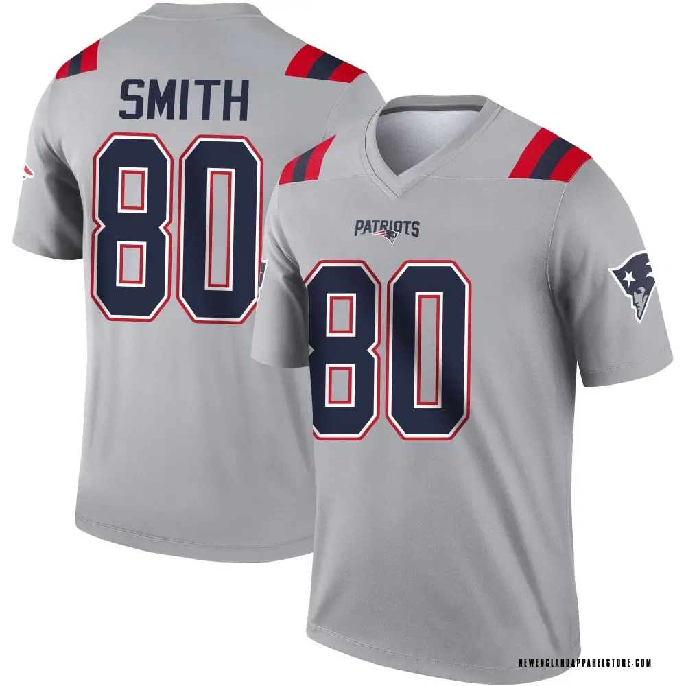 Brandon Smith Men's Legend Gray New England Patriots Inverted Jersey