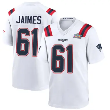Brenden Jaimes Youth Game White New England Patriots Super Bowl LX Patch Jersey
