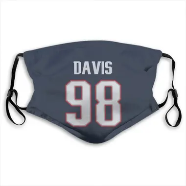 Carl Davis Name & Number Navy New England Patriots Face Mask