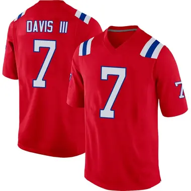 Carlton Davis III Men's Game Red New England Patriots Alternate Jersey