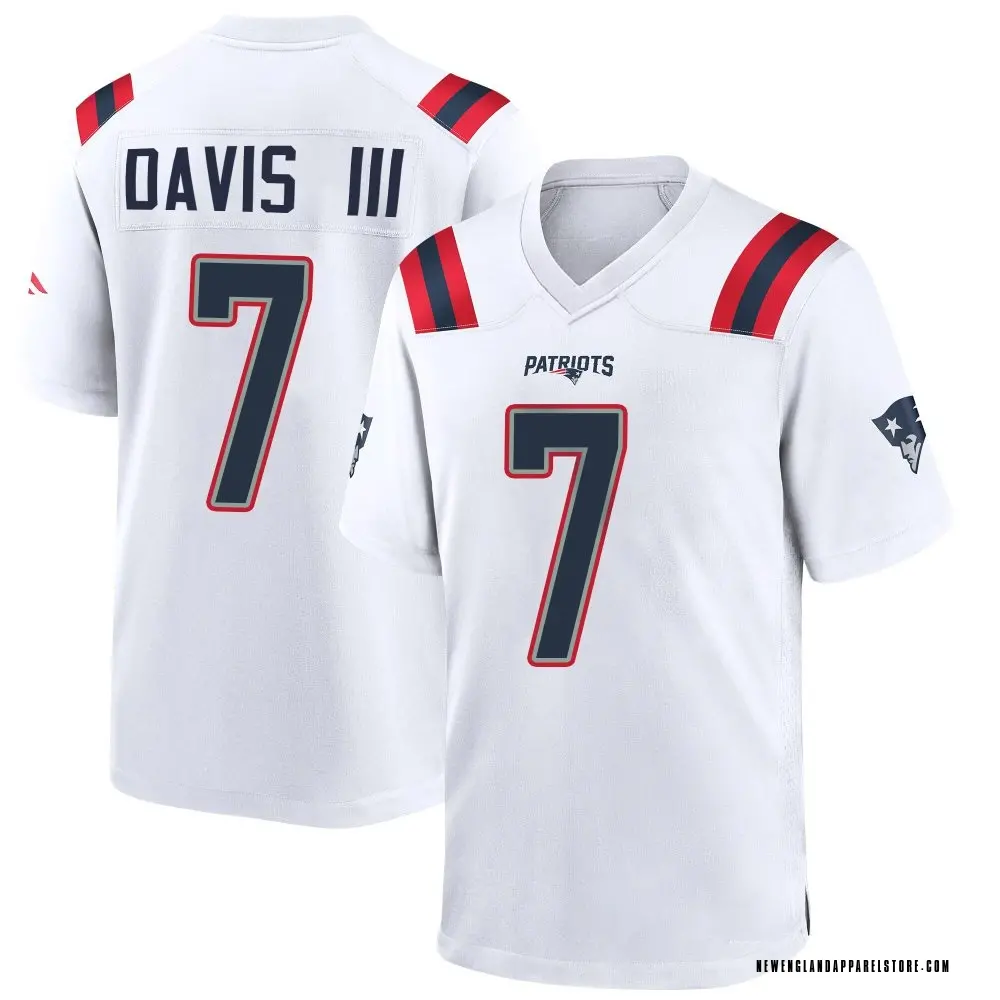 Carlton Davis III Men's Game White New England Patriots Jersey