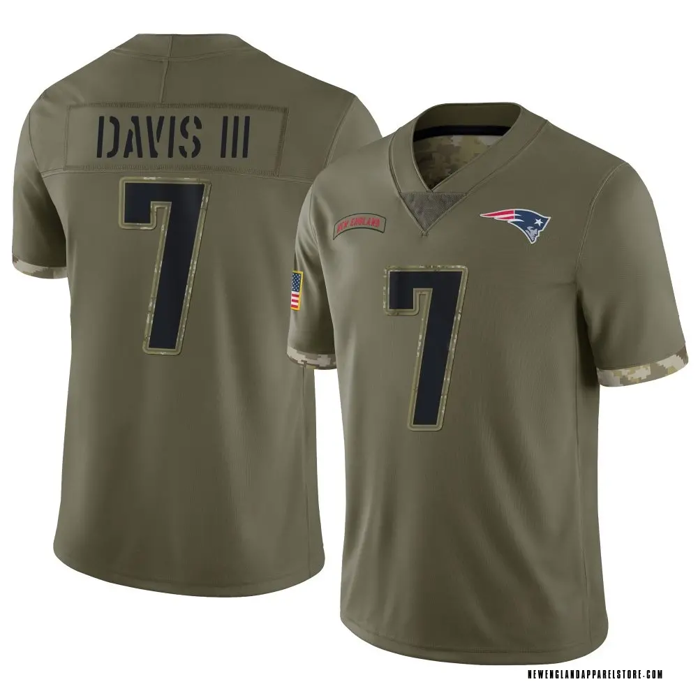 Carlton Davis III Men's Limited Olive New England Patriots 2022 Salute To Service Jersey