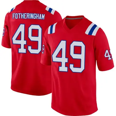 Cole Fotheringham Men's Game Red New England Patriots Alternate Jersey