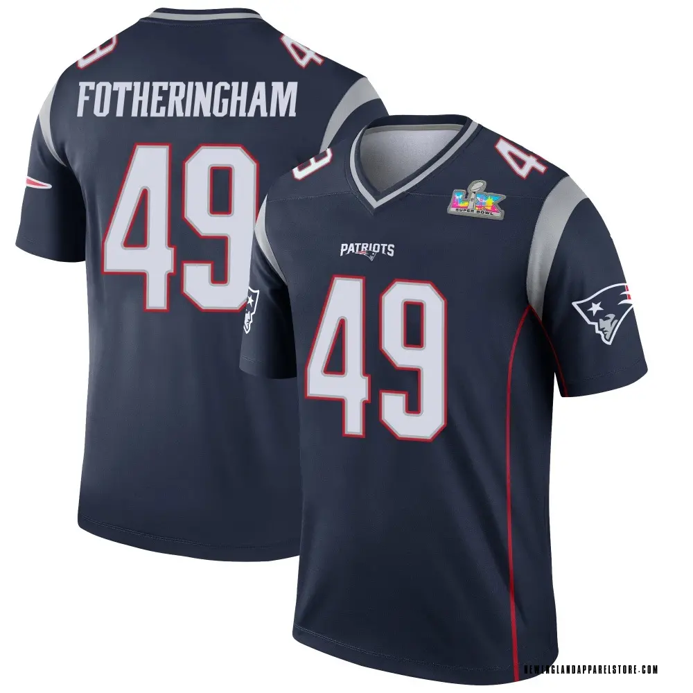 Cole Fotheringham Men's Legend Navy New England Patriots Super Bowl LX Patch Jersey