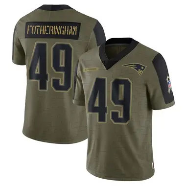 Cole Fotheringham Men's Limited Olive New England Patriots 2021 Salute To Service Jersey