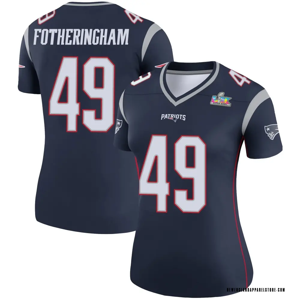 Cole Fotheringham Women's Legend Navy New England Patriots Super Bowl LX Patch Jersey