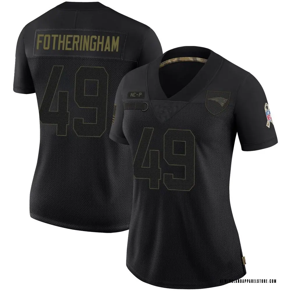 Cole Fotheringham Women's Limited Black New England Patriots 2020 Salute To Service Jersey