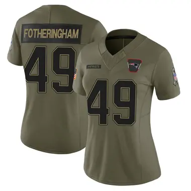 Cole Fotheringham Women's Limited Olive New England Patriots 2025 Salute to Service Jersey