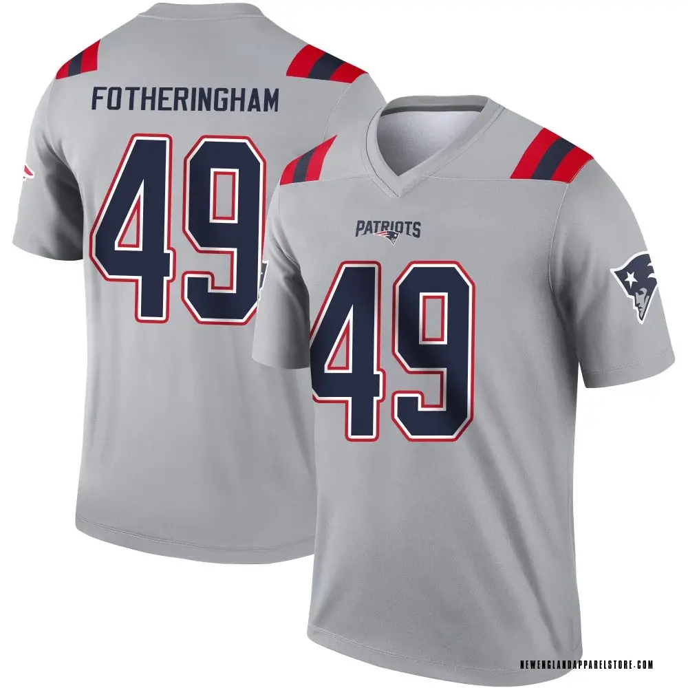 Cole Fotheringham Youth Legend Gray New England Patriots Inverted Jersey