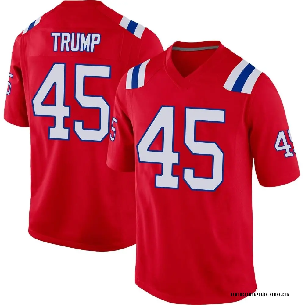 Donald Trump Youth Game Red New England Patriots Alternate Jersey