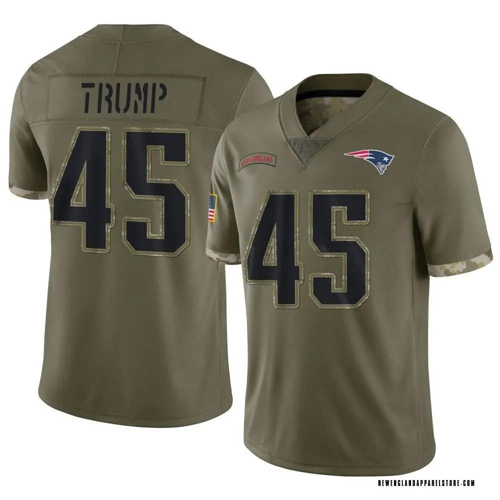 Donald Trump Youth Limited Olive New England Patriots 2022 Salute To Service Jersey