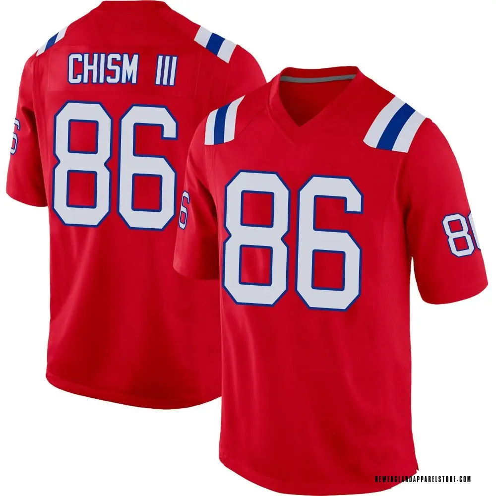 Efton Chism III Men's Game Red New England Patriots Alternate Jersey