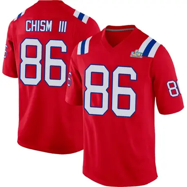 Efton Chism III Men's Game Red New England Patriots Alternate Super Bowl LX Patch Jersey