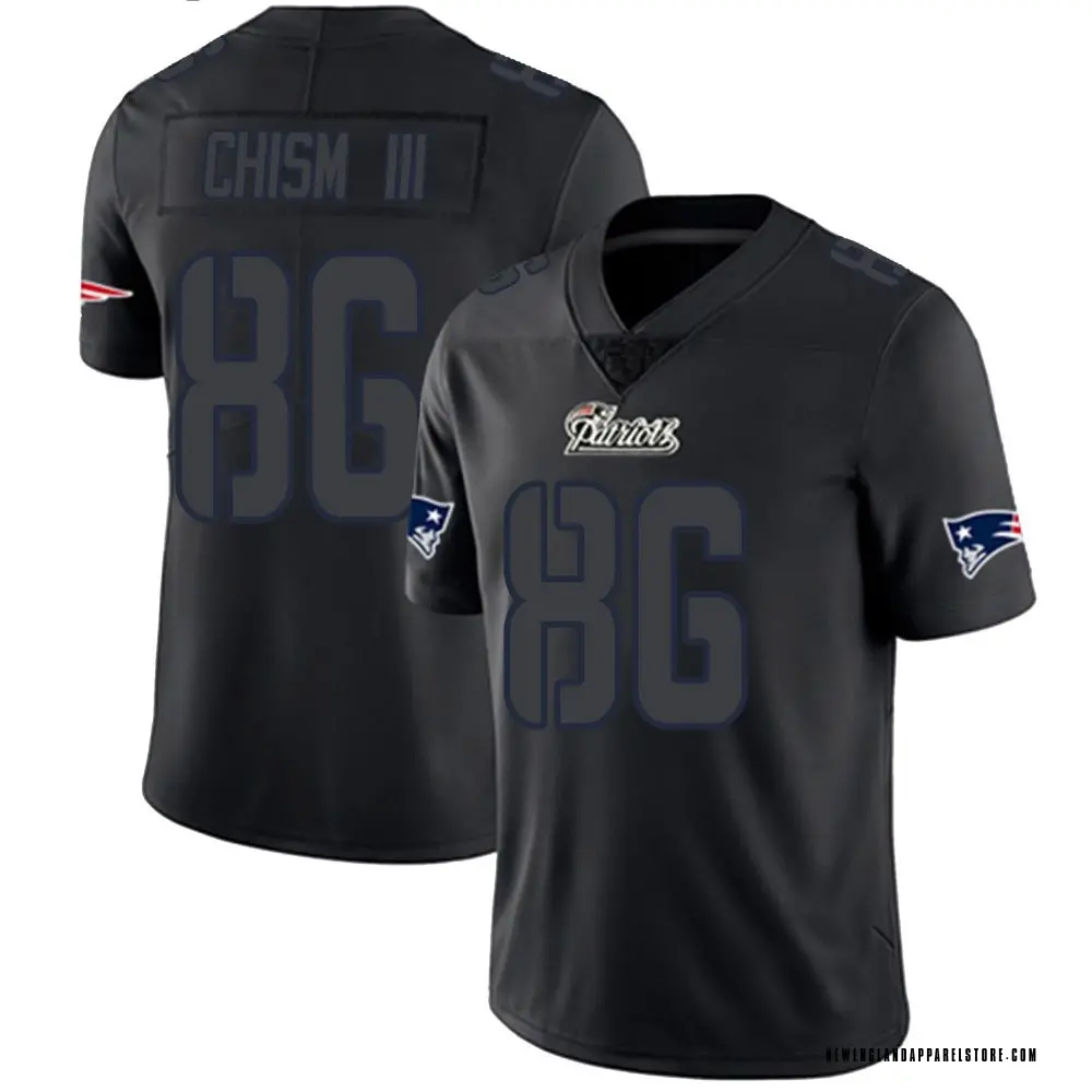 Efton Chism III Men's Limited Black Impact New England Patriots Jersey