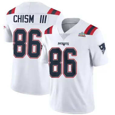 Efton Chism III Men's Limited White New England Patriots Vapor Untouchable Super Bowl LX Patch Jersey