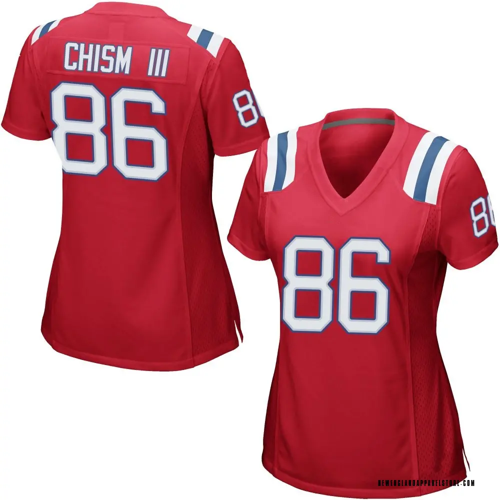 Efton Chism III Women's Game Red New England Patriots Alternate Jersey