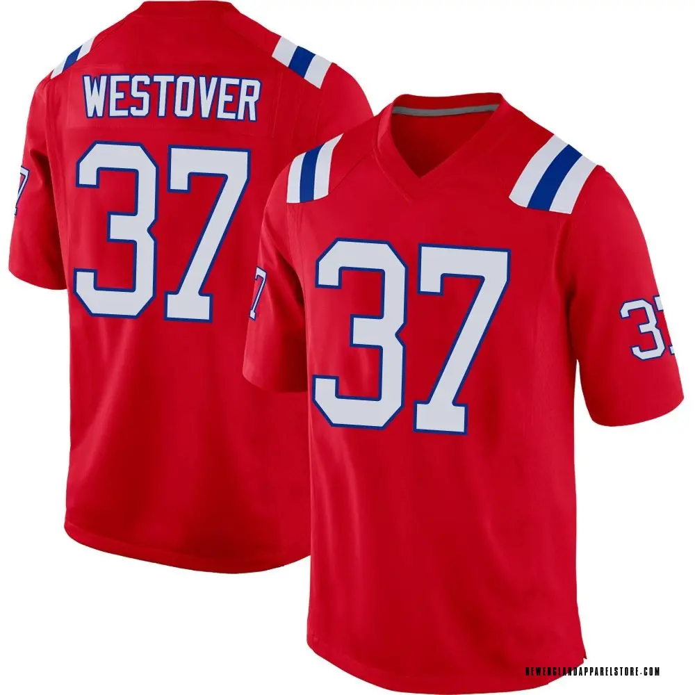 Jack Westover Men's Game Red New England Patriots Alternate Jersey