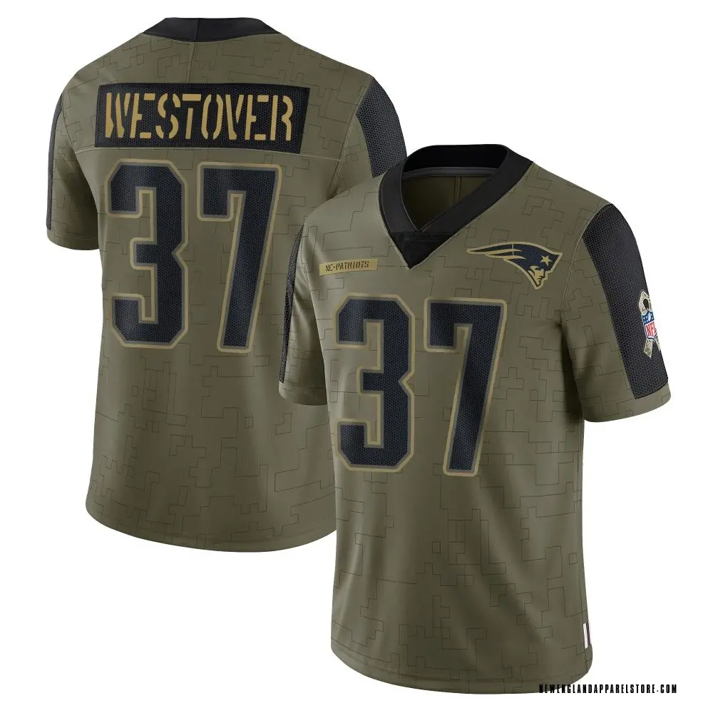 Jack Westover Men's Limited Olive New England Patriots 2021 Salute To Service Jersey