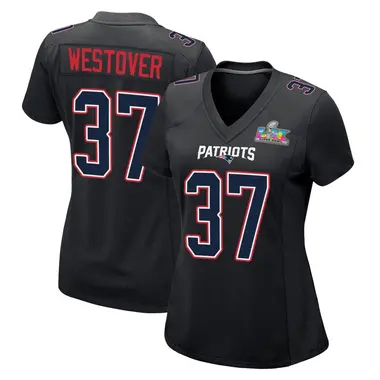 Jack Westover Women's Game Black New England Patriots Carbon Fashion Super Bowl LX Patch Jersey