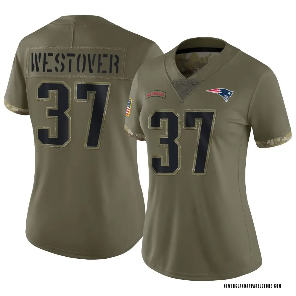 Jack Westover Women's Limited Olive New England Patriots 2022 Salute To Service Jersey