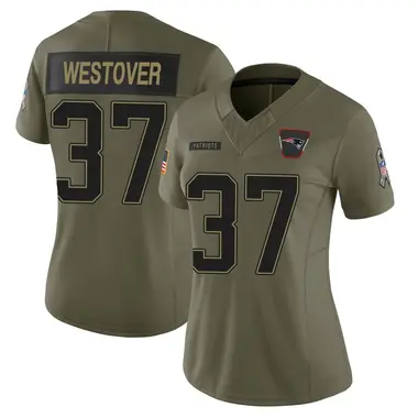 Jack Westover Women's Limited Olive New England Patriots 2025 Salute to Service Jersey