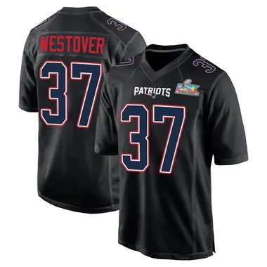 Jack Westover Youth Game Black New England Patriots Carbon Fashion Super Bowl LX Patch Jersey