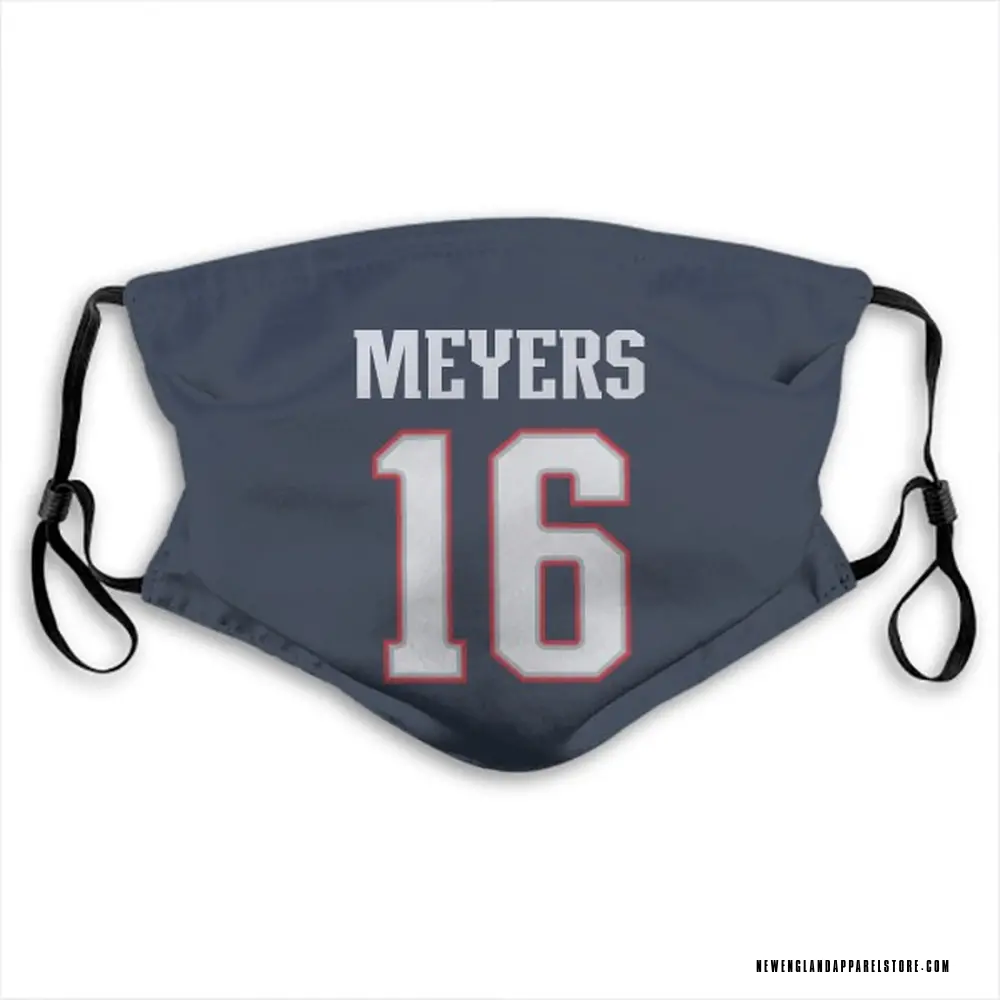 Jakobi Meyers Name & Number Navy New England Patriots Face Mask