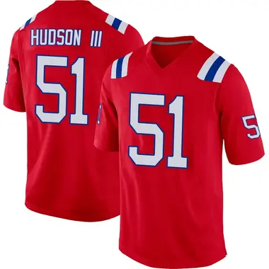 James Hudson III Men's Game Red New England Patriots Alternate Jersey