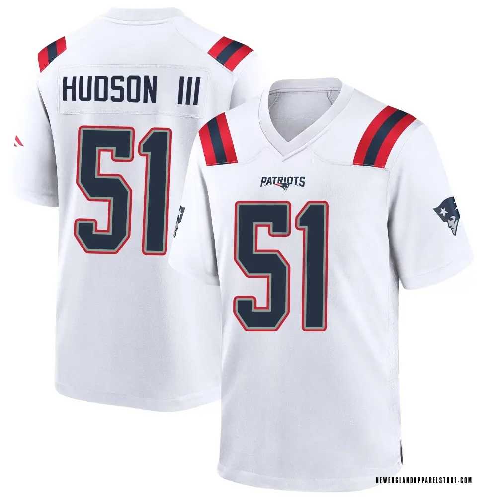 James Hudson III Men's Game White New England Patriots Jersey