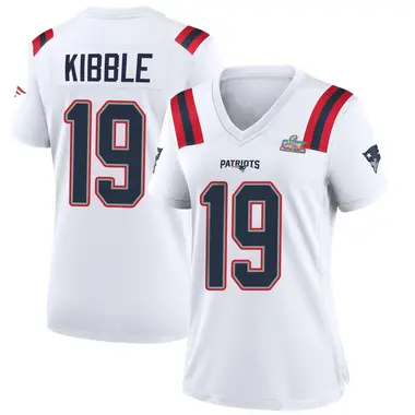 Jimmy Kibble Women's Game White New England Patriots Super Bowl LX Patch Jersey