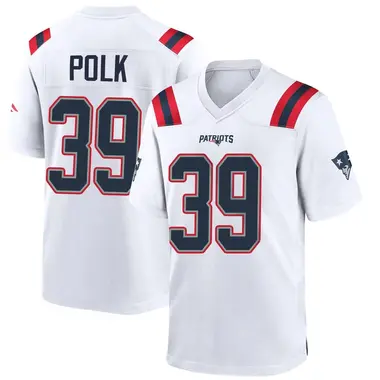 Jordan Polk Men's Game White New England Patriots Jersey