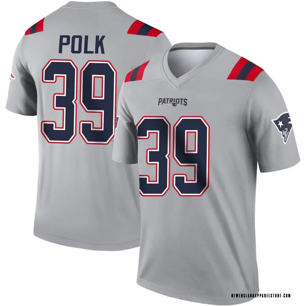 Jordan Polk Men's Legend Gray New England Patriots Inverted Jersey