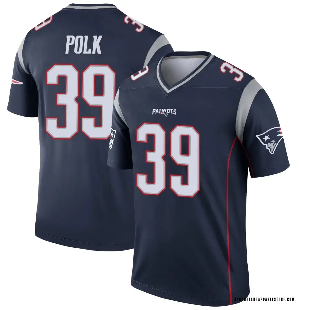 Jordan Polk Men's Legend Navy New England Patriots Jersey