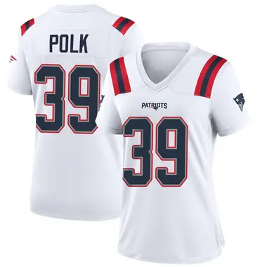Jordan Polk Women's Game White New England Patriots Jersey