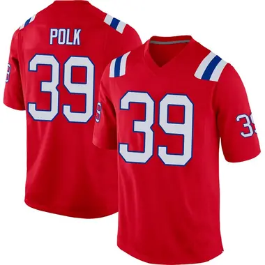 Jordan Polk Youth Game Red New England Patriots Alternate Jersey