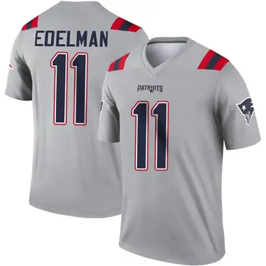 Julian Edelman Youth Legend Gray New England Patriots Inverted Jersey