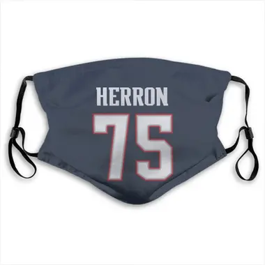 Justin Herron Name & Number Navy New England Patriots Face Mask