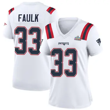 Kevin Faulk Women's Game White New England Patriots Super Bowl LX Patch Jersey
