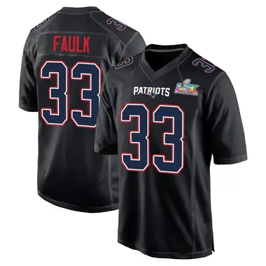 Kevin Faulk Youth Game Black New England Patriots Carbon Fashion Super Bowl LX Patch Jersey