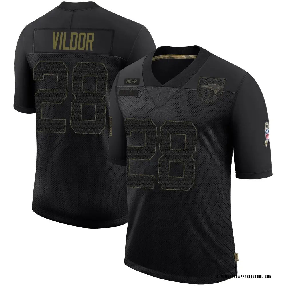 Kindle Vildor Men's Limited Black New England Patriots 2020 Salute To Service Jersey