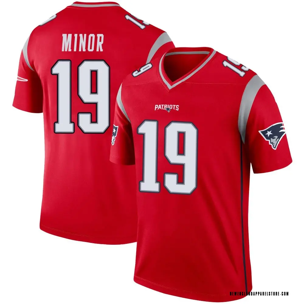 Kobee Minor Men's Legend Red New England Patriots Inverted Jersey