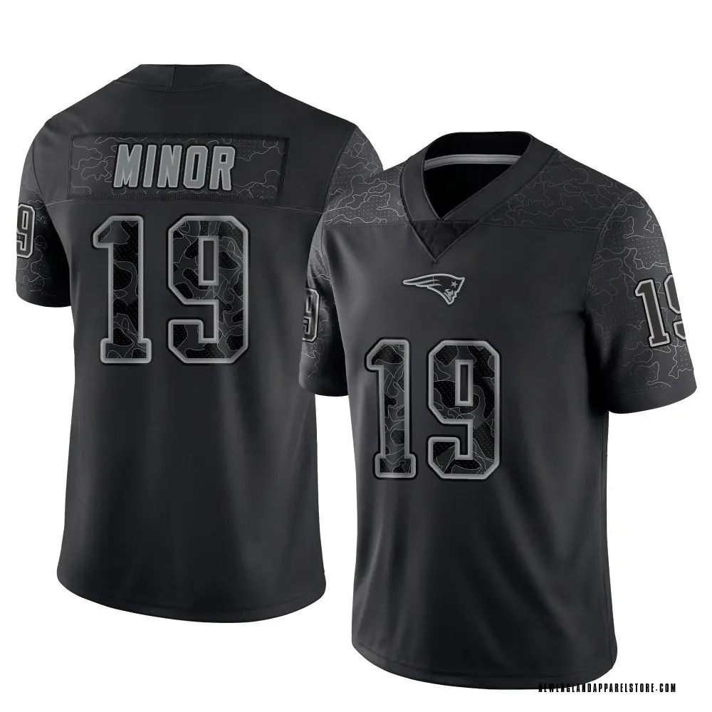 Kobee Minor Men's Limited Black New England Patriots Reflective Jersey