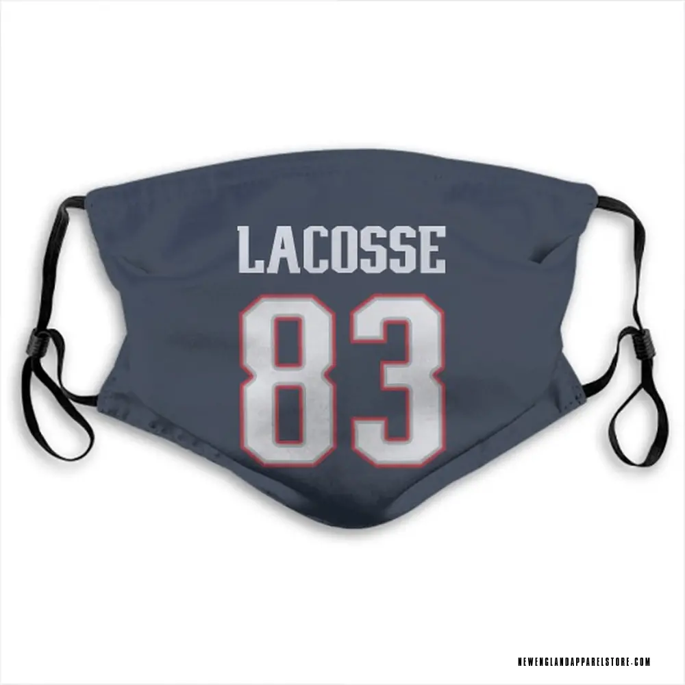 Matt LaCosse Name & Number Navy New England Patriots Face Mask