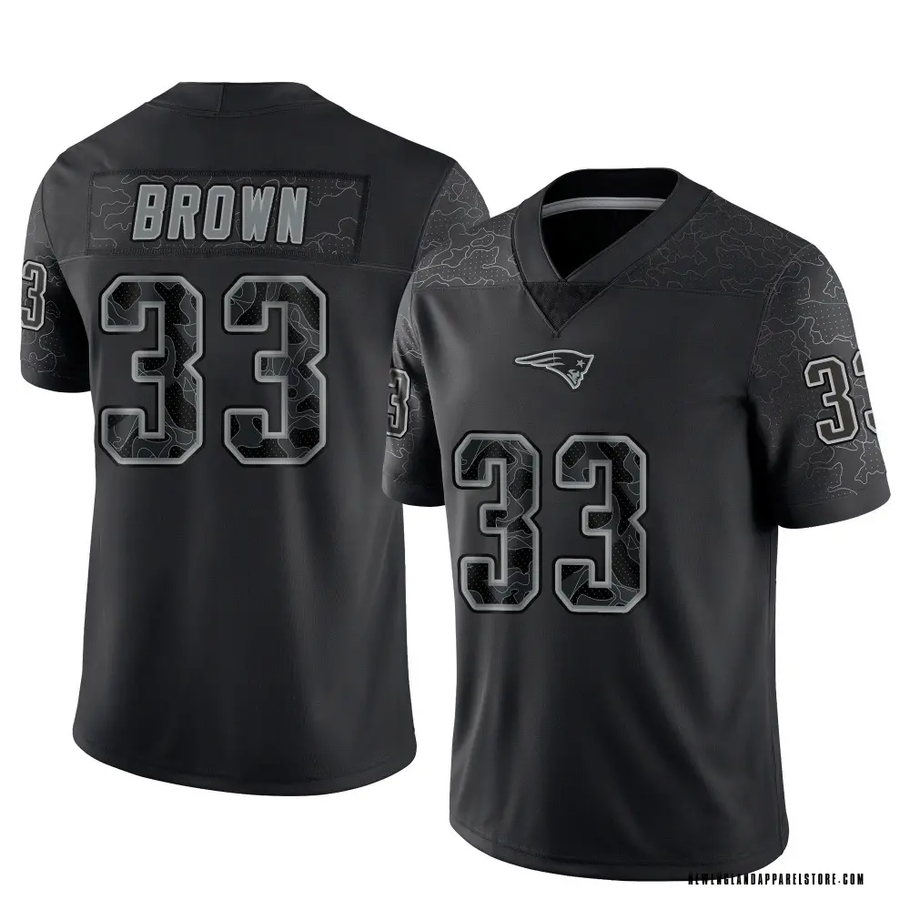 Mike Brown Youth Limited Black New England Patriots Reflective Jersey