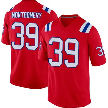 Myles Montgomery Men's Game Red New England Patriots Alternate Jersey
