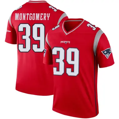 Myles Montgomery Men's Legend Red New England Patriots Inverted Jersey